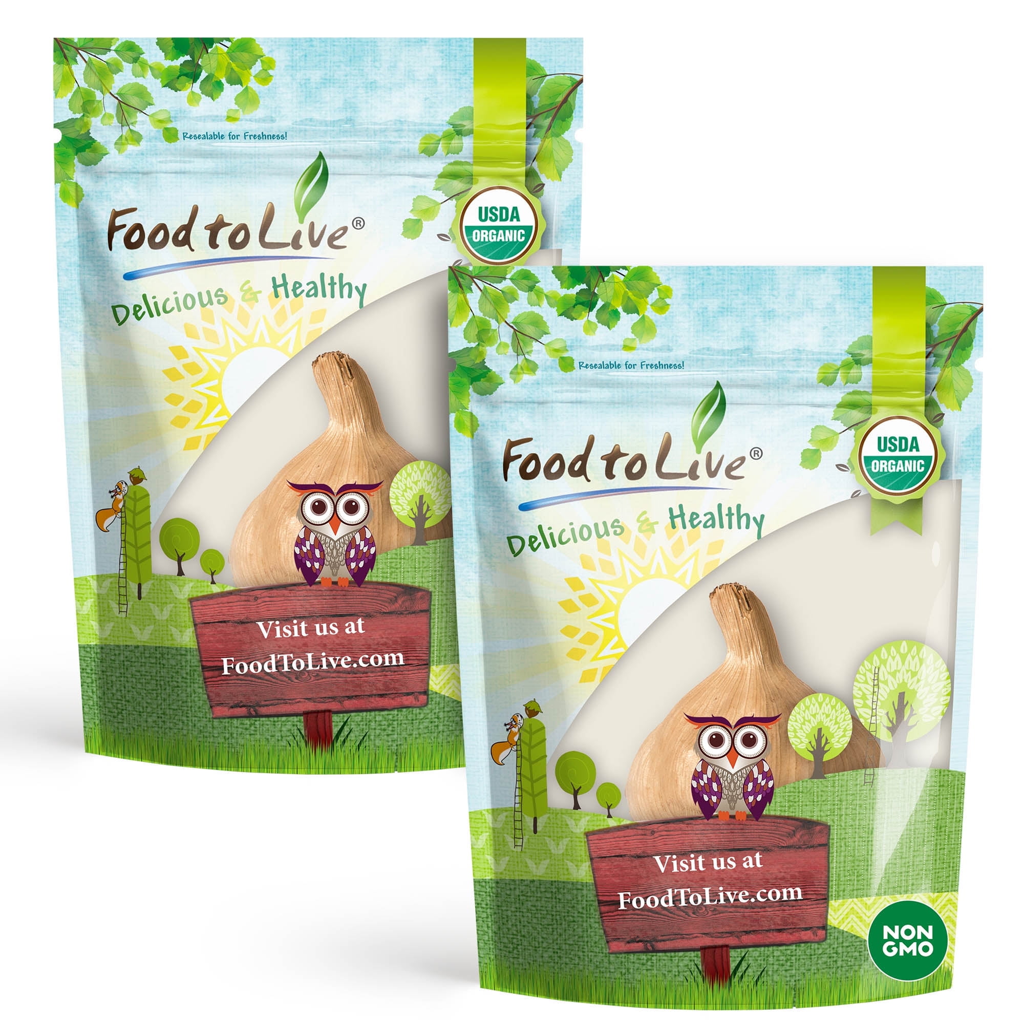 Food To Live Organic Black Garlic, 30gr – Whole Bulb Produced by Natural Fermentation, Vegan. Great on Meat, Fish, Cheese or to Season Pasta and Risotto (Pack of 2)
