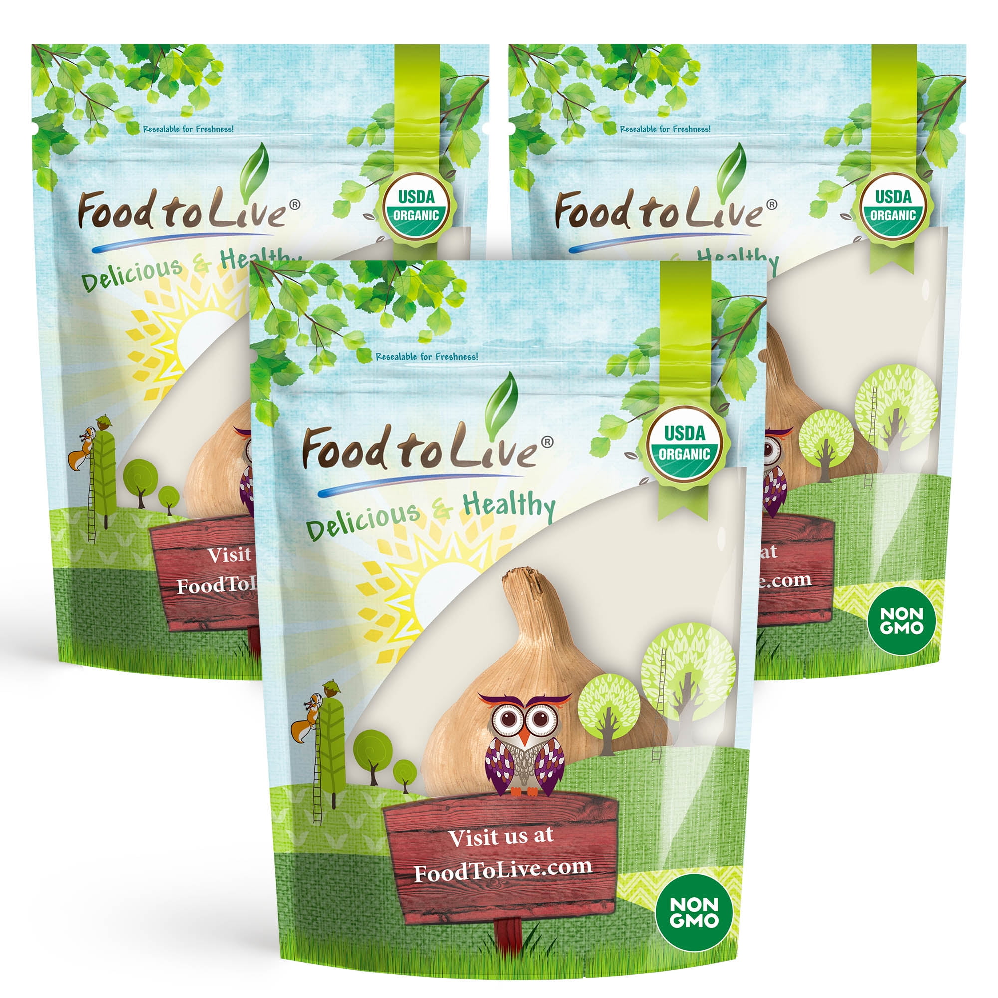 Food To Live Organic Black Garlic, 30gr – Whole Bulb Produced by Natural Fermentation, Vegan. Great on Meat, Fish, Cheese or to Season Pasta and Risotto (Pack of 3)