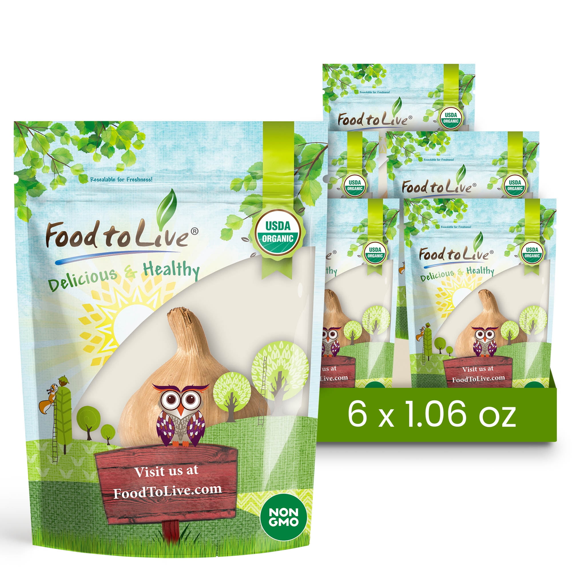 Food To Live Organic Black Garlic, 30gr – Whole Bulb Produced by Natural Fermentation, Vegan. Great on Meat, Fish, Cheese or to Season Pasta and Risotto (Pack of 6)