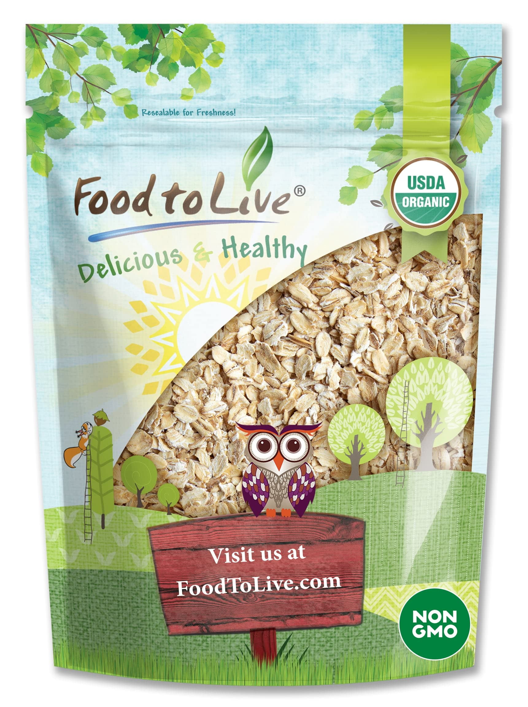 Food to Live Organic Quick Cooking Rolled Oats 1Minute Oatmeal, 100
