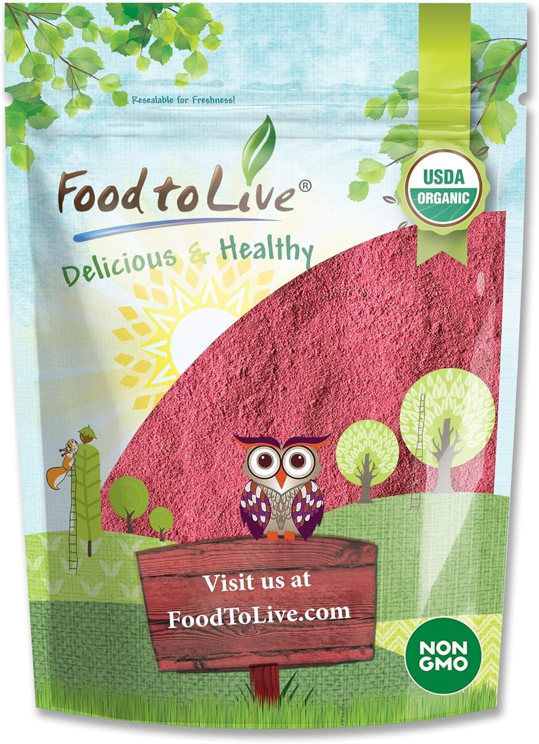 Food to Live Organic Raspberry Powder, 1 Pound NonGMO, Raw, Vegan