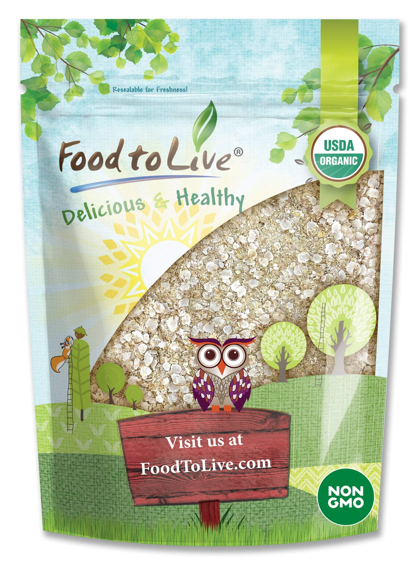 Food to Live Organic YPF5 White Quinoa Flakes, 8 NonGMO Pressed Quinoa