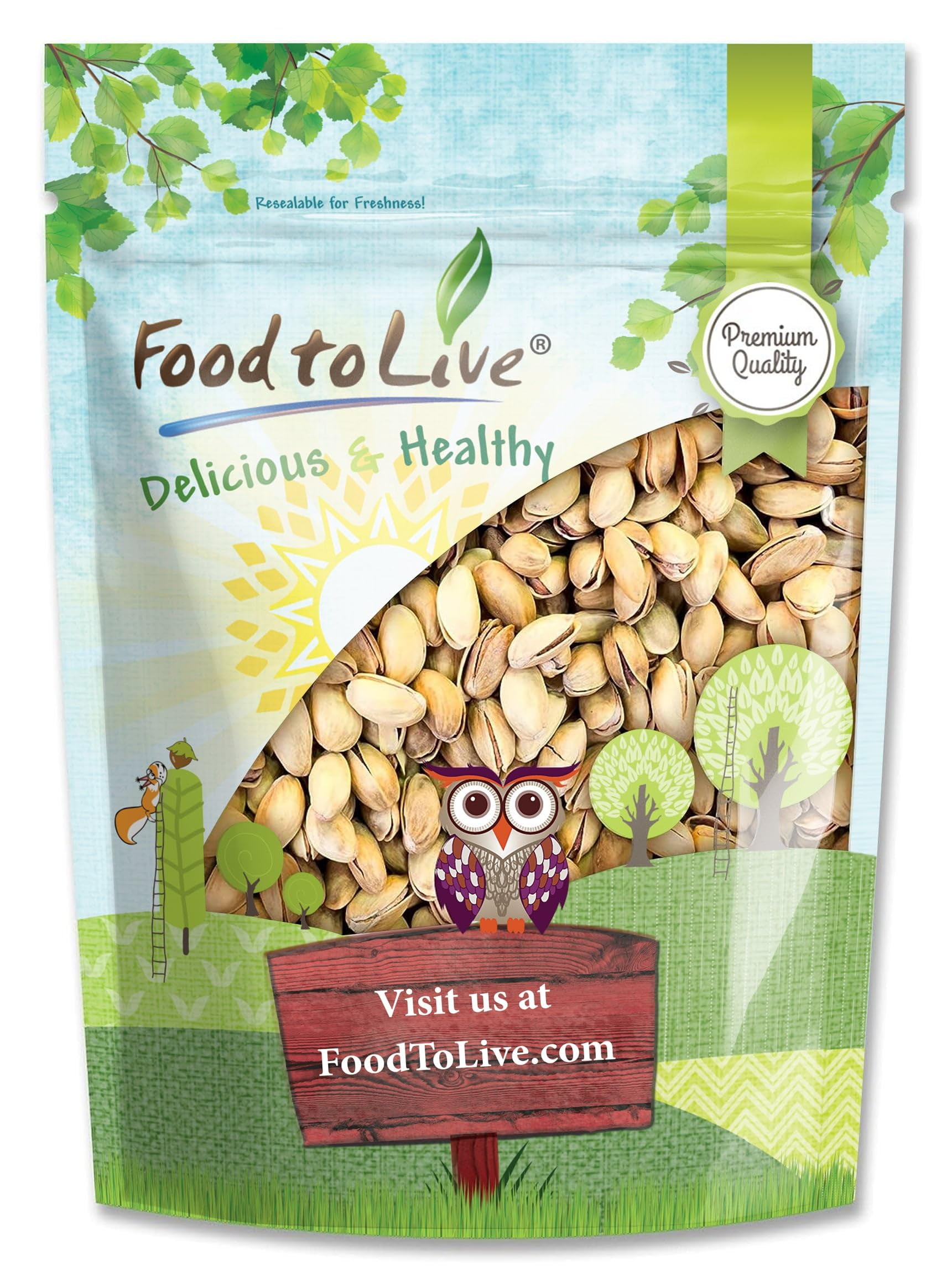 Food to Live Pistachios, AIF4 Roasted and Salted, 1 Pound California