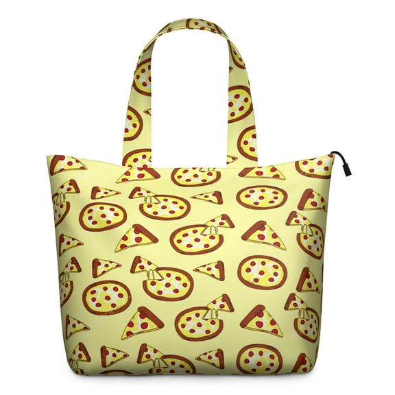Food Lover's Travel Tote Bag - Delicious Pizza Party Design, Spacious Zippered Weekender with Interior Organization for Women & Students