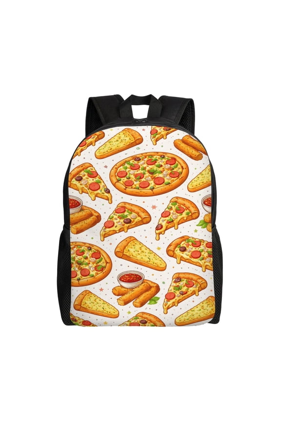 Food Lovers Pizza Backpack Full Front Print Travel Laptop Bag for Men and Women