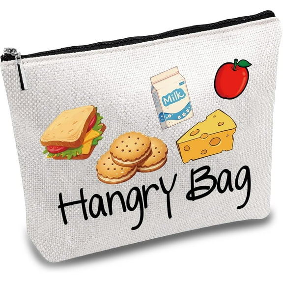 Food Makeup Bag Snack Bags Canvas Cosmetic Bag Multi Purpose Case Zipper Toiletry Travel Bag Case Purse Pouches Portable Survival Kit for Women Friends Gifts 10x7Inch Colorful