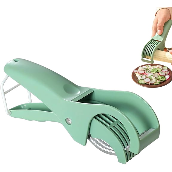 Food Manual Slicer,Grape Cutter,Multifunctional Banana Slicer And Vegetable Cutter,Stainless Steel Slicers Cutter With Abs Handle,For Banana Sausages,Cucumbers,Strawberries,Grape(Green)