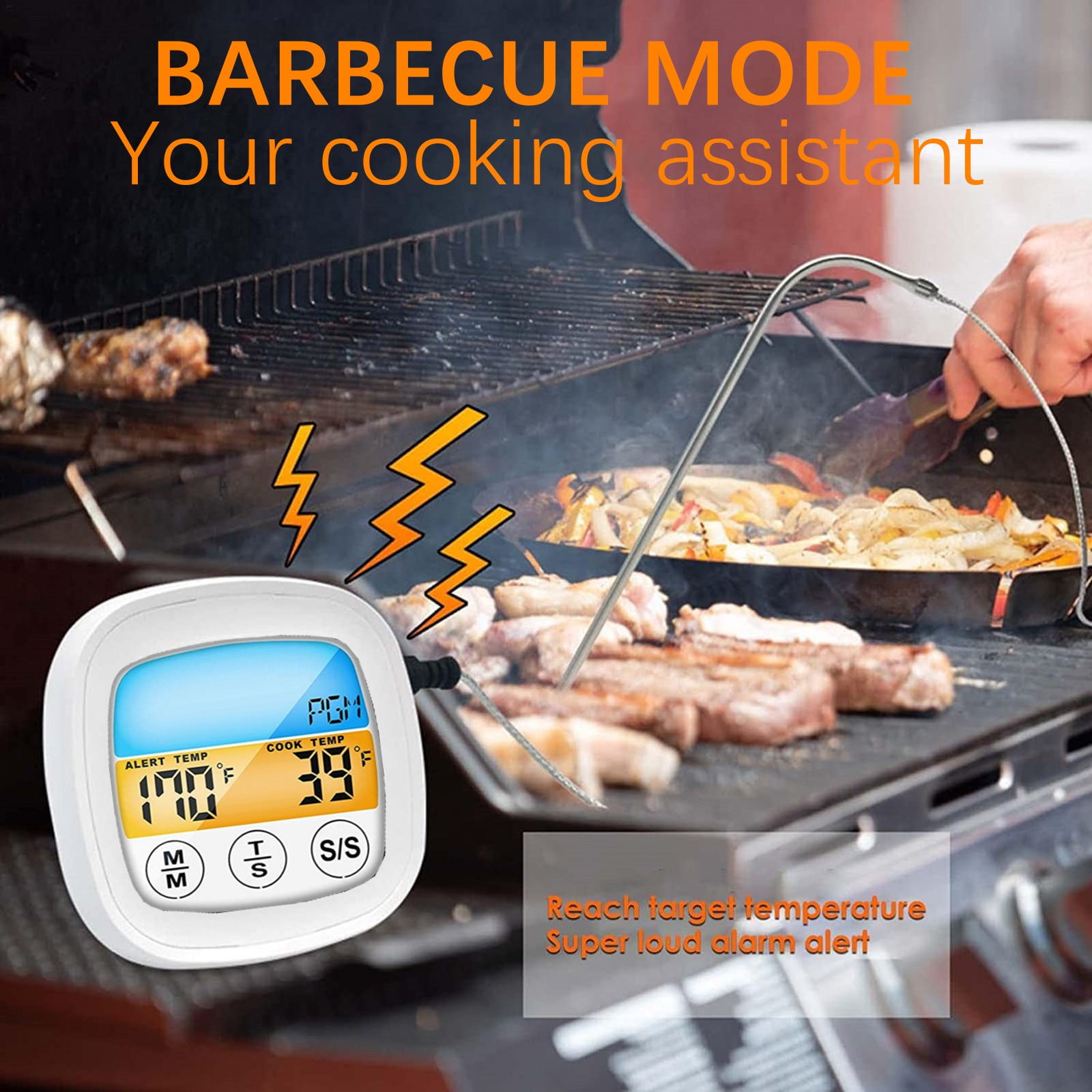 Food & Meat Thermometer for Oven w/Temperature Probe, Leave in Digital Oven Thermometer for