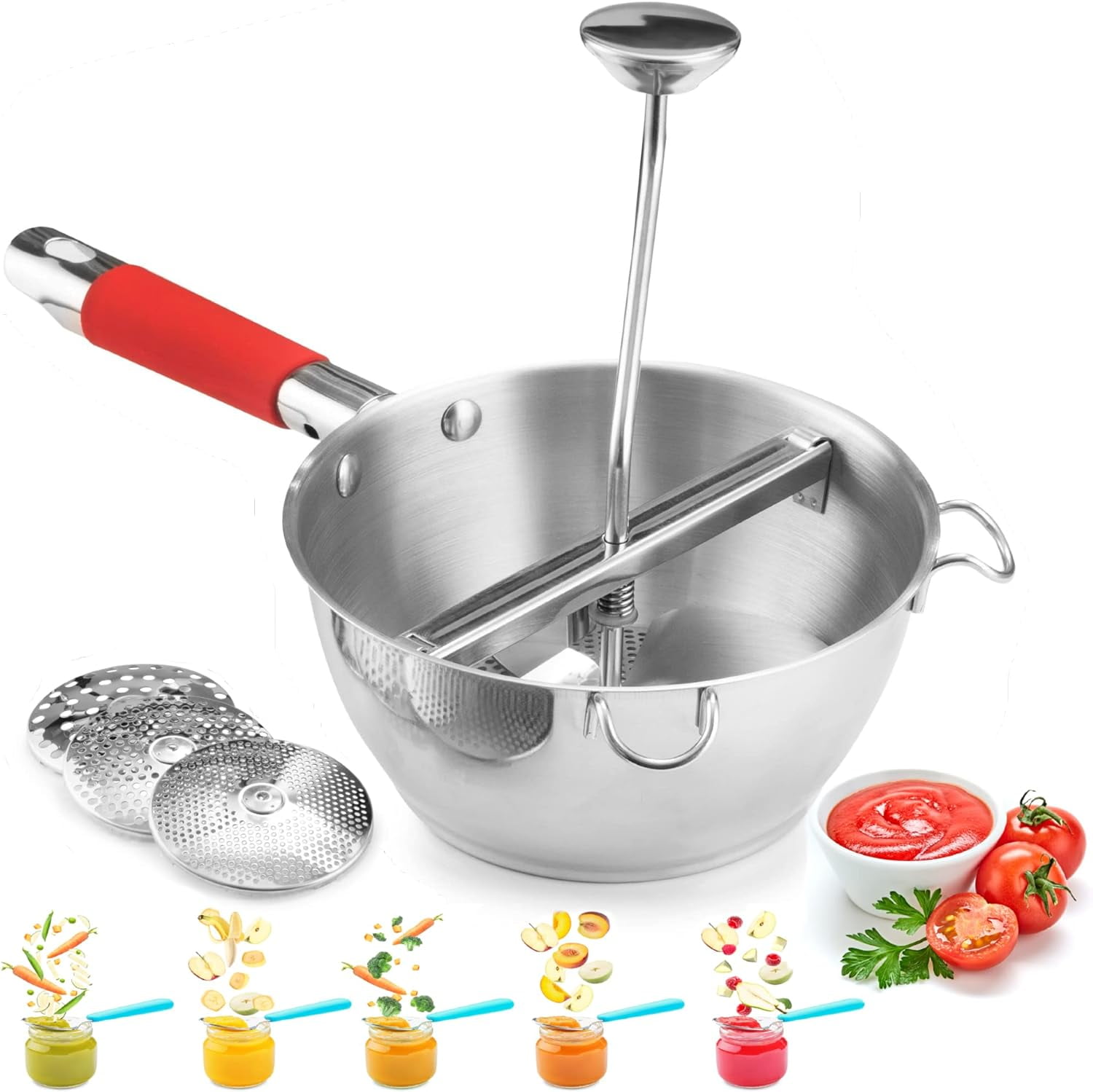 Food Mill Stainless Steel 3 food grinder Discs Potato ricer for mashed potatoes Grain mill