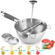 Food Mill Stainless Steel - 3 food grinder Discs - Potato ricer for mashed potatoes - Grain mill hand crank for Mashing, Straining & Grating Fruits & Vegetables - Baby food mill - Bezrat Black