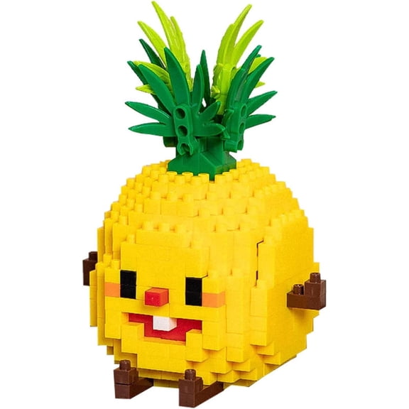 Fast Food Collection Micro Building Blocks - Mini Food Brick Sets for Kids and Adults, Creative DIY Home & Office Decor Toy, 3D Food Model Puzzle Kit(Happy Pineapple, 216 Pcs)