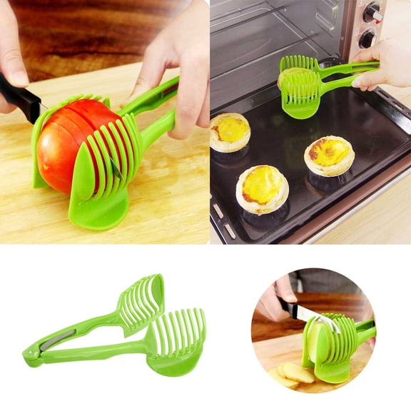 Food, Multifunctional Handheld Round Slicer for Tomatoes and Potatoes Quick Cutter Bowl Cutter with Lid Space-Saving Kitchen Gadget for Easy Slicing, 7.28×3.15 inch, Green
