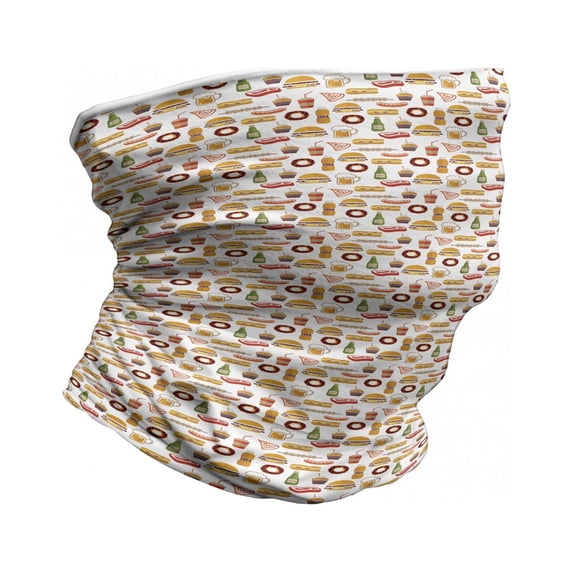 Food Neck Gaiter, Minimalist Fast Food Pattern, Unisex, Multicolor, by Ambesonne