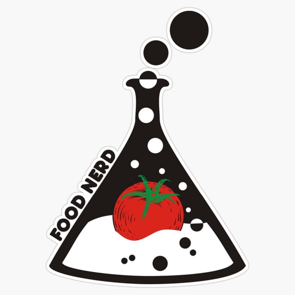 Food Nerd Tomato Chemistry Beaker Scientific Lab Molecule Culinary Education Decal For Journal Sticker