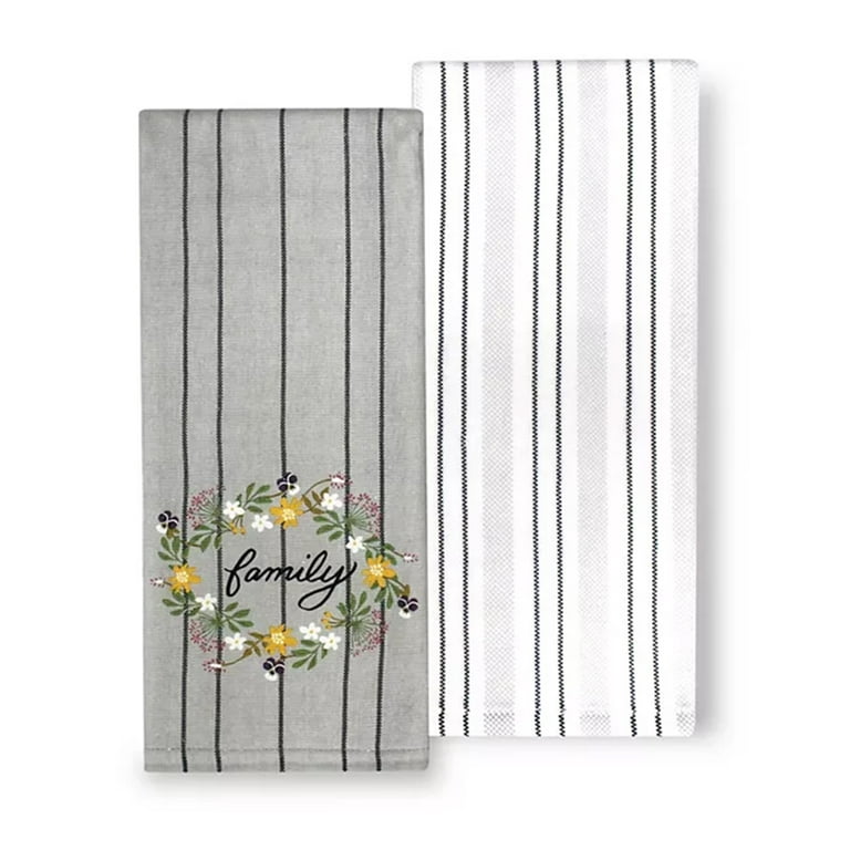 Food Network Kitchen Towels, 2-Pack Dishtowels Gray Family Farmhouse
