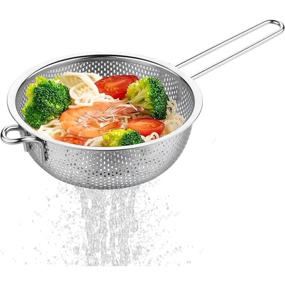 Food Pasta Colanders/Strainers for Kitchen Stainless Steel Collander with Handle, Kitchen Mesh Colander Large Metal Strainer for Pasta, Berry, Veggies, Fruits, Noodles,Rice,Salads