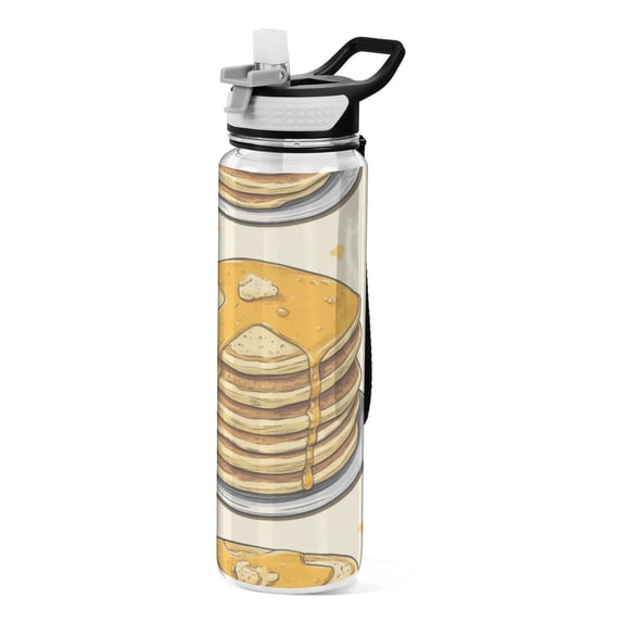 Food Pattern Design 1000ml Tritan Sport Bottle Straw LeakProof Food-Grade Portable Wide Handle