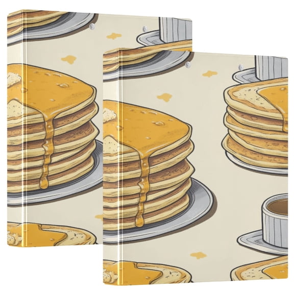 Food Pattern Design 12.4x10.6in PVC Round Ring Binder, D-Ring 3-Hole, Metal Clip, 200 Sheets