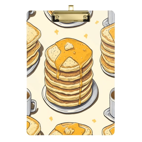 Food Pattern Design 12.5x9in Clipboard, Durable Acrylic with Metal Clip and Wall Hook for Office or Classroom