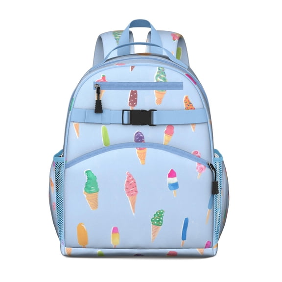Food Pattern Student Backpack Featuring Ice Cream and Sweet Treats Lightweight and Durable and Book Bag Adjustable Chest Strap and Padded Shoulder Straps for Comfort
