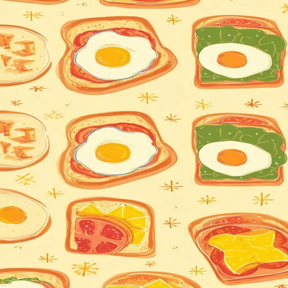 Food Peel and Stick Wallpaper 17.7in x 9.8ft Colorful Breakfast Toasts Eggs Fresh Fruit Contact Paper Vinyl Waterproof Self Adhesive Wall Paper for Snacks Themed Party Cabinet Renter Friendly