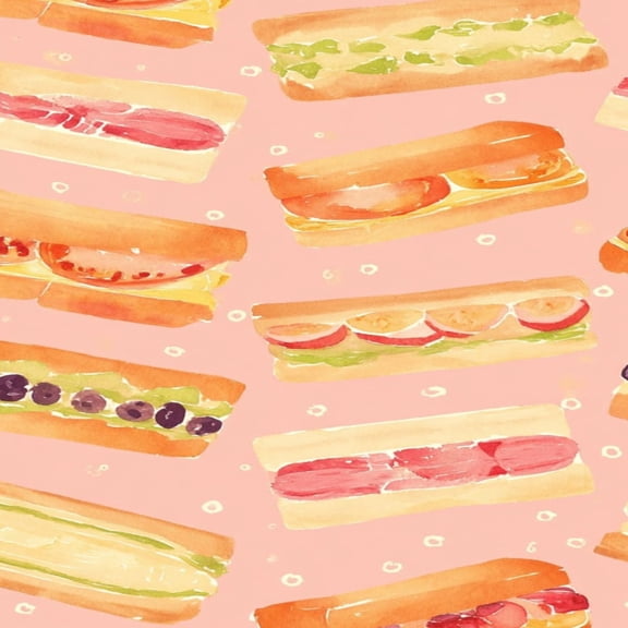 Food Peel and Stick Wallpaper 17.7in x 9.8ft Colorful Watercolor Hot Dog Pink Contact Paper Vinyl Waterproof Self Adhesive Wall Paper for Snacks Themed Party Cabinet Renter Friendly