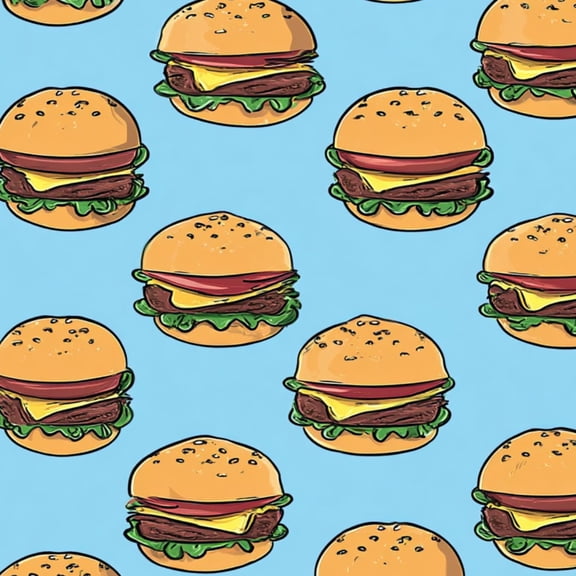 Food Peel and Stick Wallpaper 23.6in x 9.8ft Colorful Illustrated Burgers Blue Contact Paper Vinyl Waterproof Self Adhesive Wall Paper for Snacks Themed Party Cabinet Renter Friendly