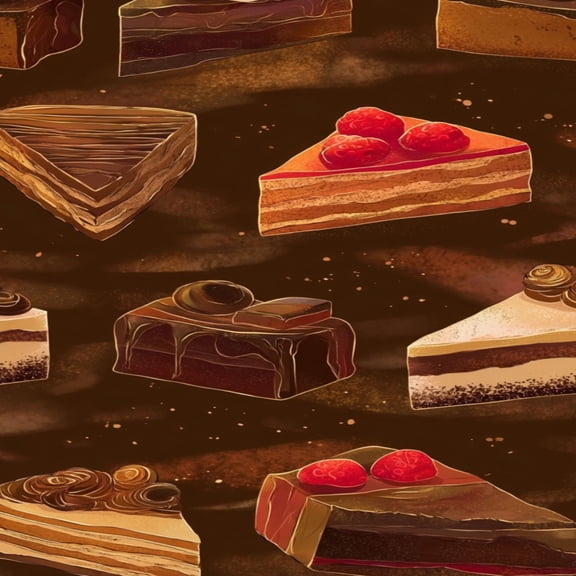 Food Peel and Stick Wallpaper 23.6in x 9.8ft Delicious Assorted Cake Slices Dark Brown Contact Paper Vinyl Waterproof Self Adhesive Wall Paper for Snacks Themed Party Cabinet Renter Friendly