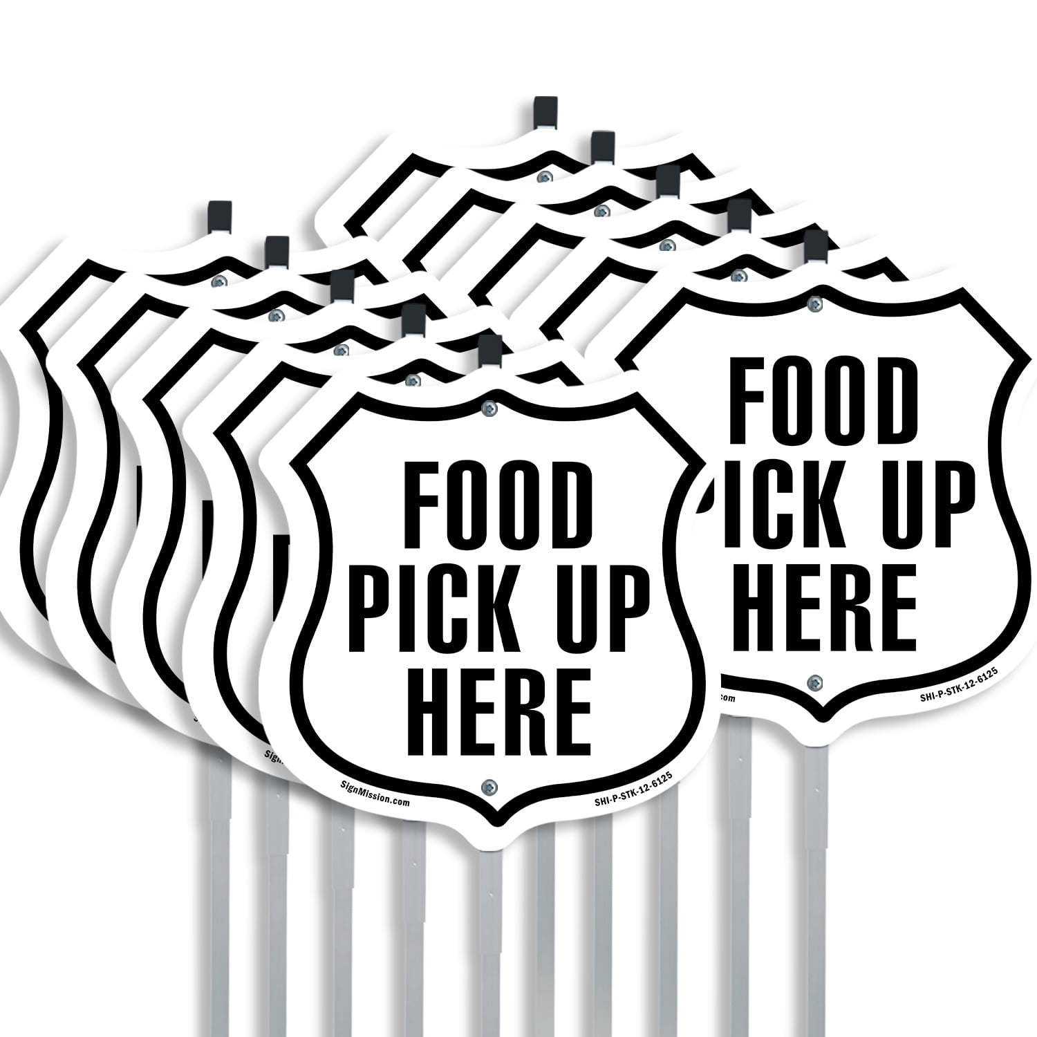 Food Pickup Here (10 Pack) 12 inch X 12 inch Shield Shaped Commercial ...