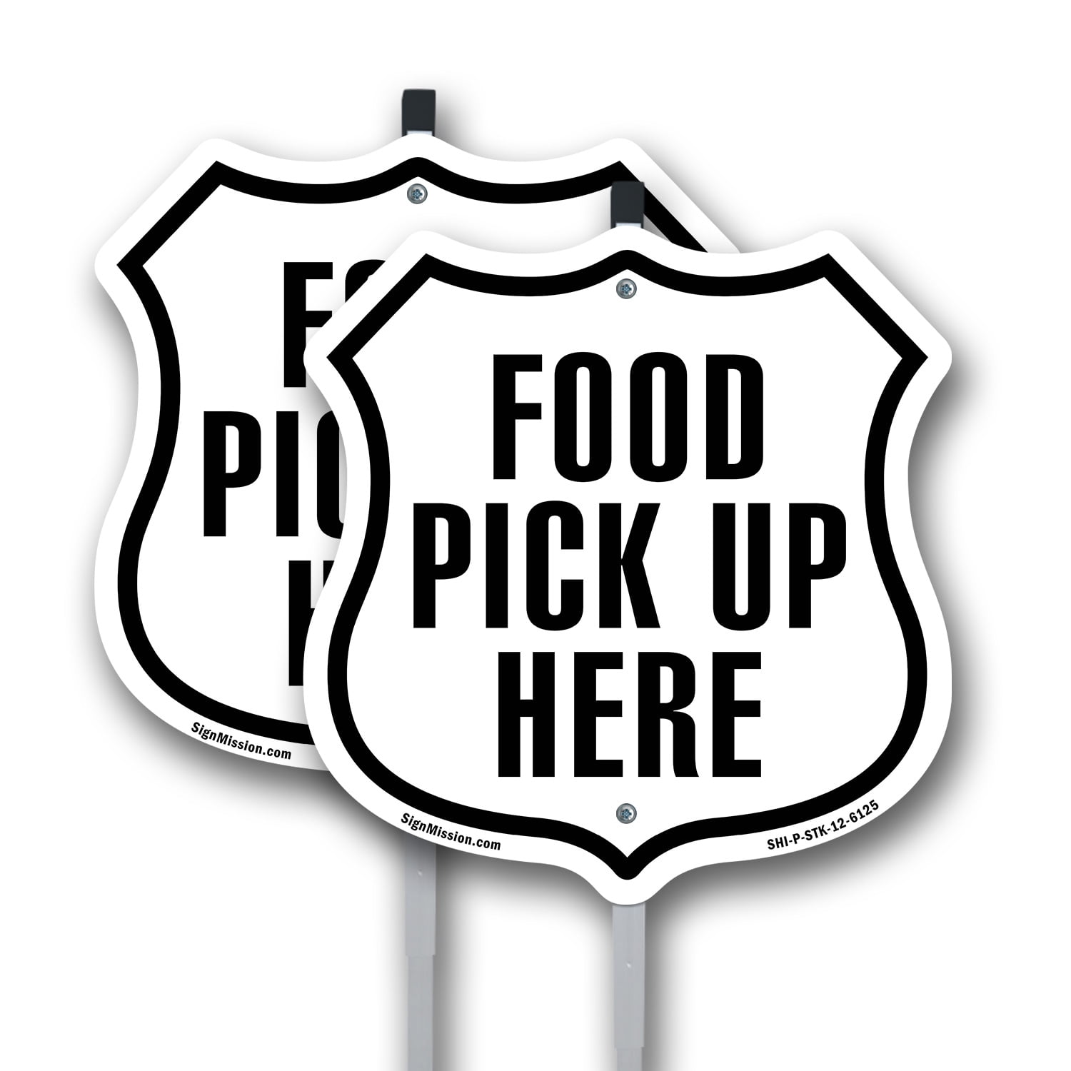 Food Pickup Here (2 Pack) 12 inch X 12 inch Shield Shaped Rust-Free ...