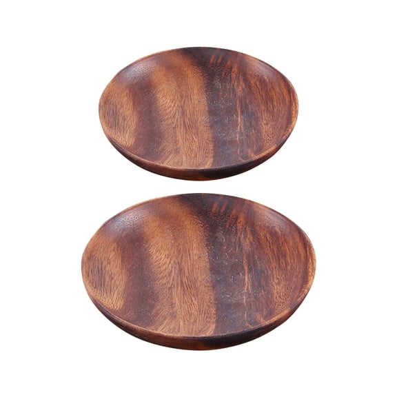 Food Plate, Food Storage Tray, Snack Holder, Dessert Tray, Storage Container2Pcs Food Plates Household Salad Plates Multipurpose Table Wares (Dark Wood Color)