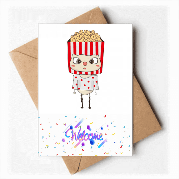 Food Popcorn Oil Snack Movie Delicious UU Welcome Back Greeting Cards Envelopes Blank