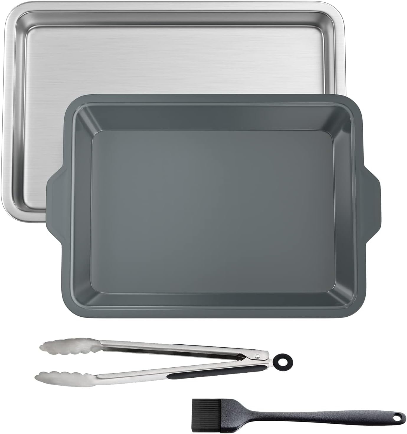 Food Prep BBQ Tray, 4piece Grill Prep Trays Include a Silicone