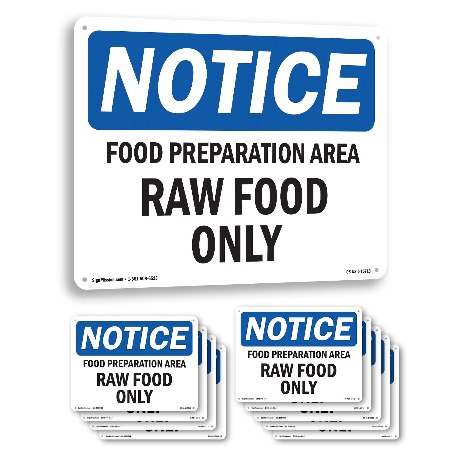Osha Food Food Preparation Area Raw Food Only OSHA Notice Rigid Plastic Sign 10 ...