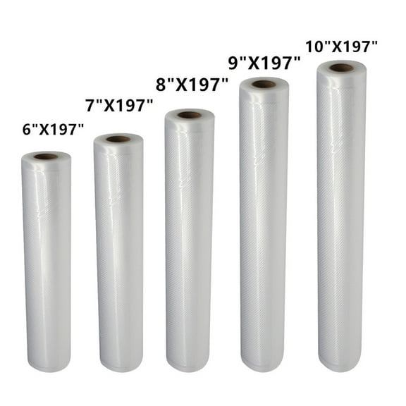 Food Preservation Bags 5 Rolls Set, Breakpoint Design Easy Tear Thickened PE Plastic Wrap for Kitchen Fruits and Vegetables, 5 Sizes 15 to 25cm Wide