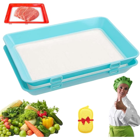 Food Preservation Tray, Reusable Silicone Food Storage Tray, Stackable Vacuum Seal Storage Trays, Portable Stretchable Container for Kitchen Organization