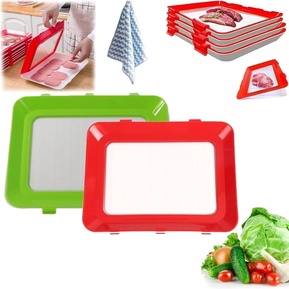 Food Preservation Trays,Reusable Food Storage Tray,2025 Latest Stackable Food Trays with Stretch Cover for Various Foods