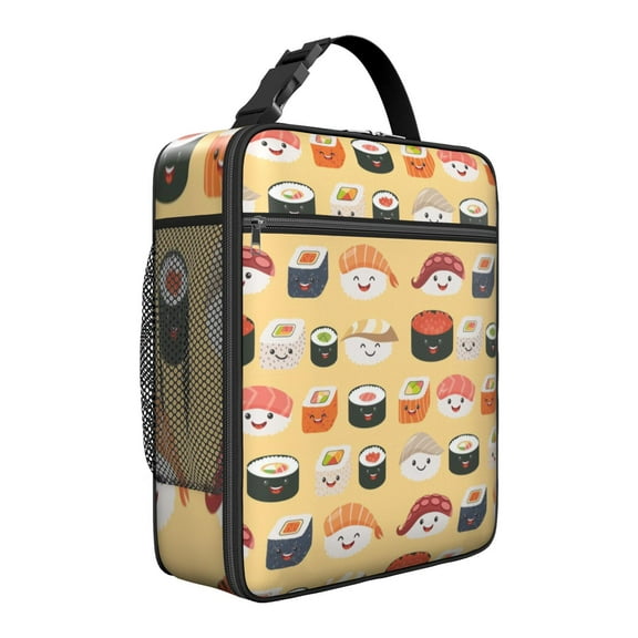 Food Print Insulated Lunch Bag - Leakproof Reusable Portable Cooler Tote for Adults,Work,School,Picnic,Camping|Detachable Strap,Handle,Bottle Pocket