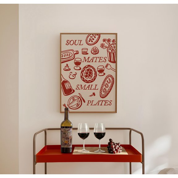 Food Print Soul Mates & Small Plates Kitchen Wall Art Retro Mid Century Dining Poster