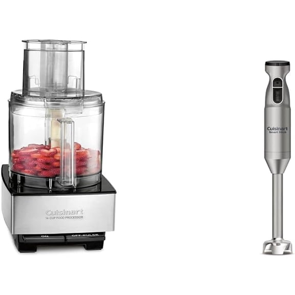Food Processor 14-Cup Vetable Chopper for Mincing, Dicing, Shredding, Puree & Hand Blender, Smart Stick 2-Speed Blender- Powerful