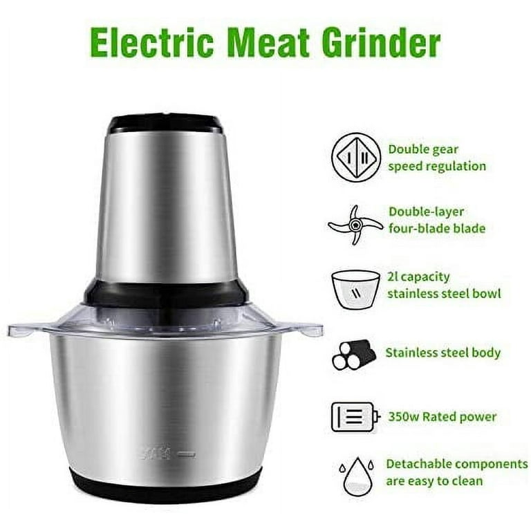Baby Food Processor,Meat Grinder Electric, Food Processors with Glass Meat  Blender Food Chopper for Meat, Vegetables, Fruits and Nuts with 4&6 Sharp