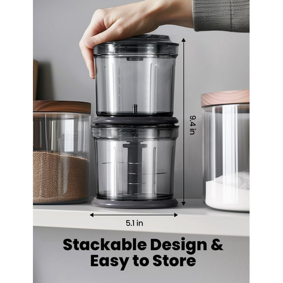 Food Processor 4 Cup, Electric Food Chopper with 2 Bowls, 2 Speed & 4 Blades for Chopping, Dicing, Mixing and Puree