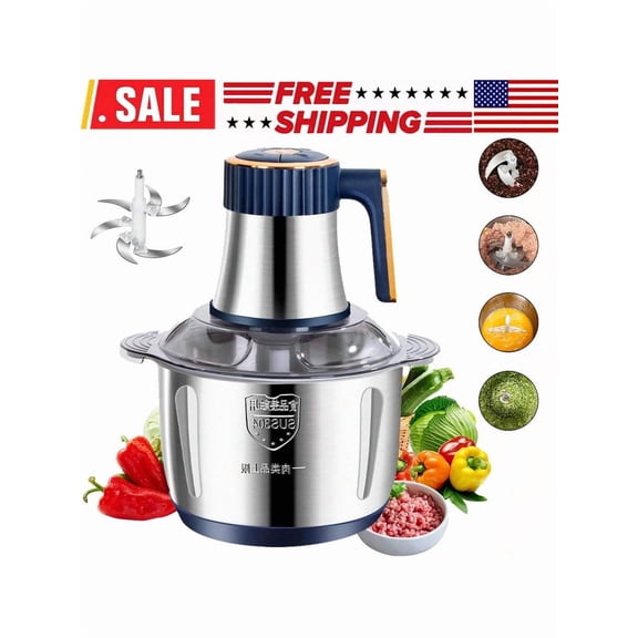 Food Processor, 5 Speed 500W Electric Meat Grinder, 5L Food Crusher Multifunction Vegetable Fruit Food Processor Chopper Kitchen Machine US Plug