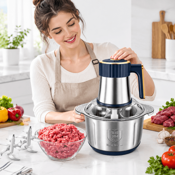 Food Processor 5-speed Electric Meater 5l(20cups) With Two 6-sets 500w Vegetable For Dough Mixing Nuts Fruits Garlic And Vegetabl