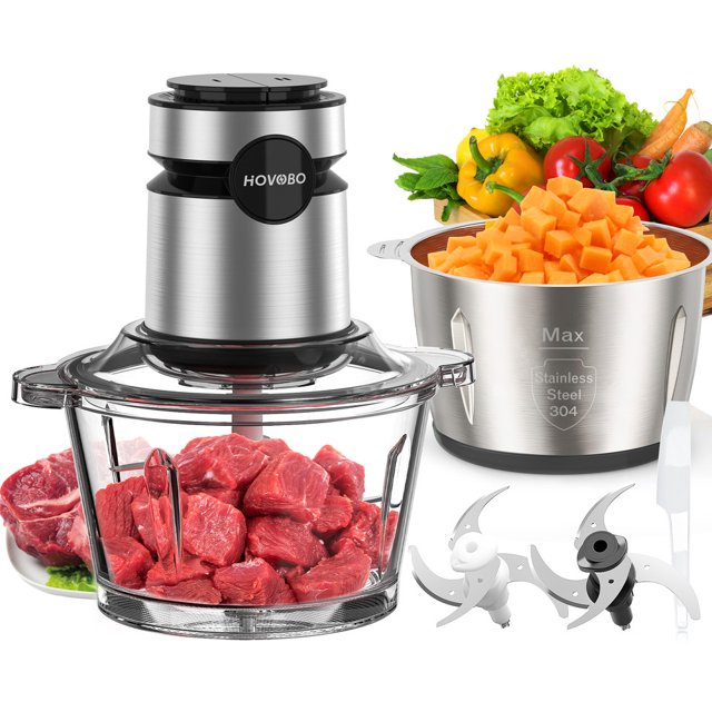 Food Processor, 500W Electric Meat Grinder Food Chopper with Two 8 Cup