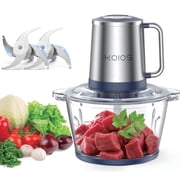 Food Processor, 500W Electric Meat Grinder Food Chopper with 8 Cup Bowls & 1 Bi-Level Blades, 2 Speed Kitchen Cutter for Vegetable, Onion, Garlic, Meat, Nuts, and Baby Food, Blue