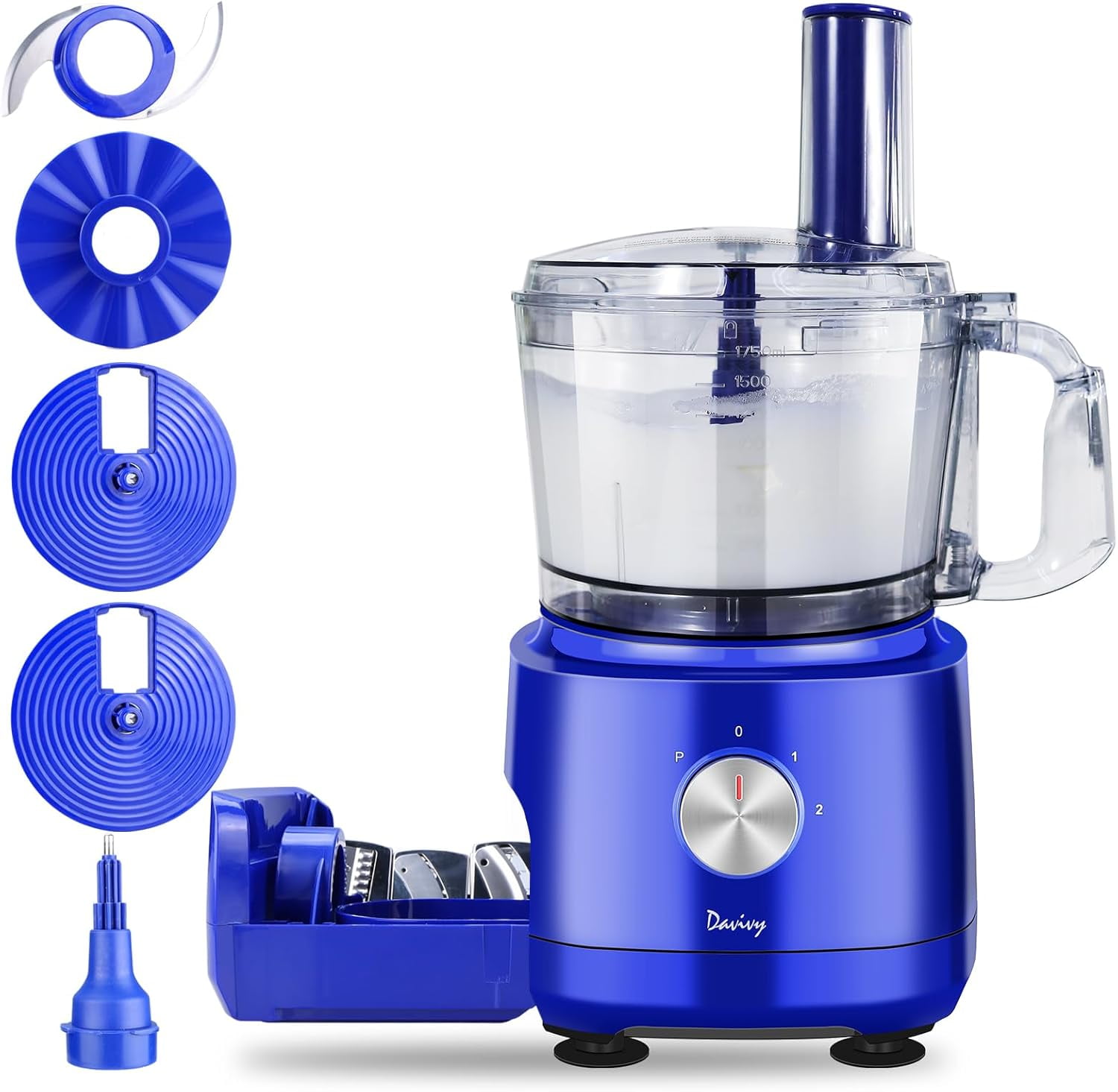 Food Processor 7 Cup,Builtin Storage Drawer Small Food Processor with