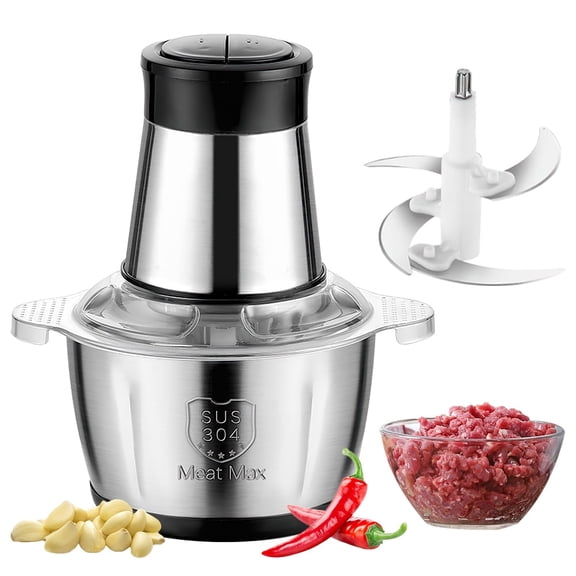 Food Processor, DFITO 300W Powerful Meat Grinder, 12Cup Stainless Steel Bowl, 2 Speed Modes 4 Blades