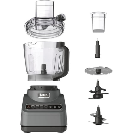 Food Processor, Professional Plus, 1000 Peak Watts, 4 Functions for Chopping, Slicing, Purees & Dough with 9-Cup Processor Bowl, 3 Blades, Food Chute & Pusher, Silver, BN601