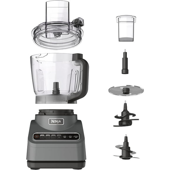 Food Processor, Professional Plus, 1000 Peak Watts, 4 Functions for Chopping, Slicing, Purees & Dough with 9-Cup Processor Bowl, 3 Blades, Food Chute & Pusher, Silver, BN601
